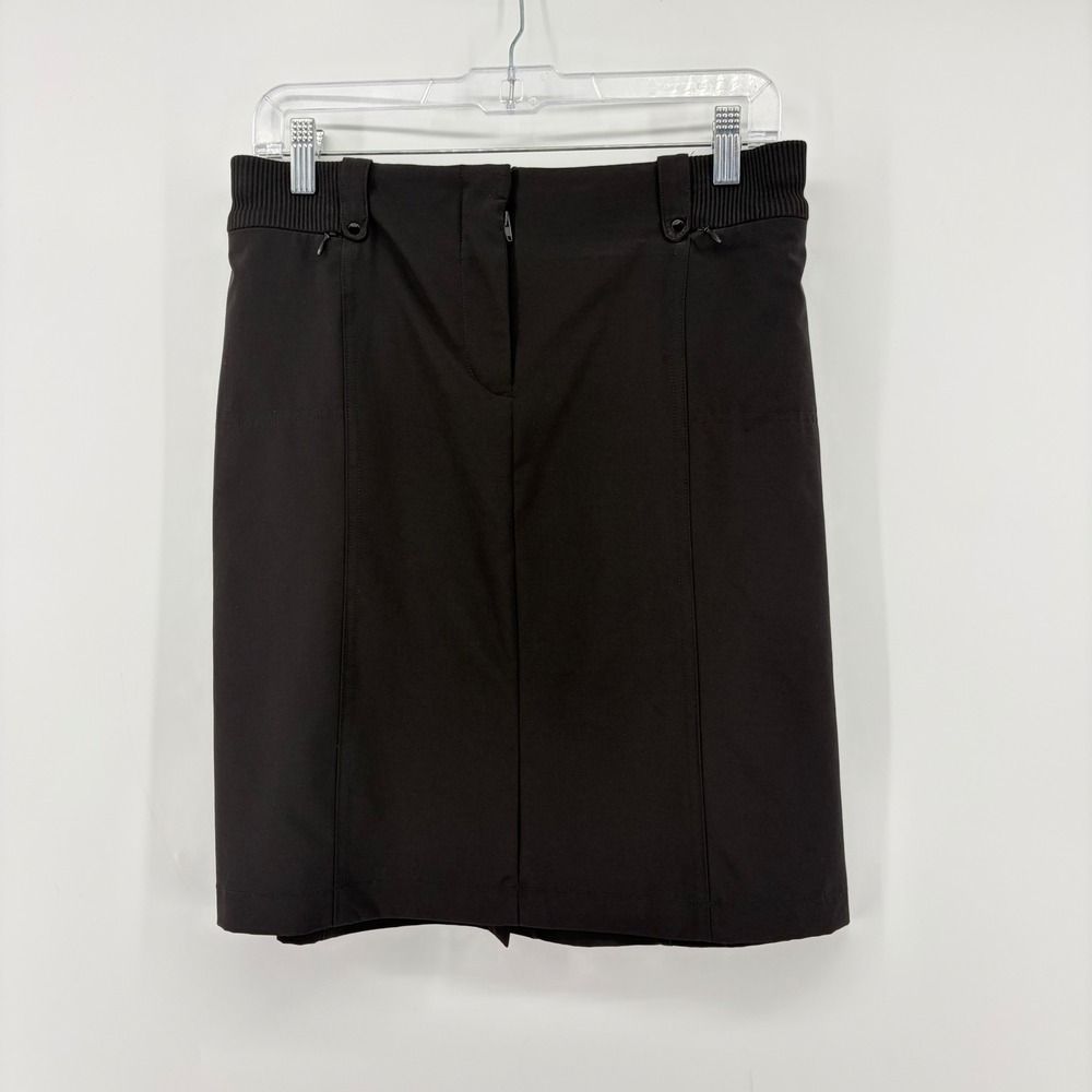 Zenergy by Chicos Womens S Black Active Skirt Stretch Ribbed Waist Zip Pockets